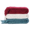 Deerlux Decorative Chevron Pattern Knit Throw Blanket with Fringe, Red QI003968.RD